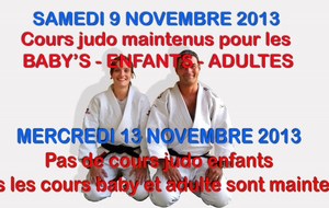 VOTRE ATTENTION ...pour les cours du 9 et 13 Novembre 2013....